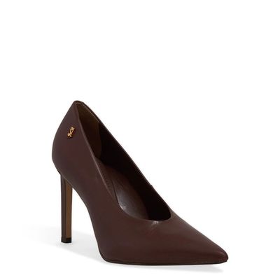 Scarpin Couro Pelica Soft Marrom Dark Bico Fino Salto Alto