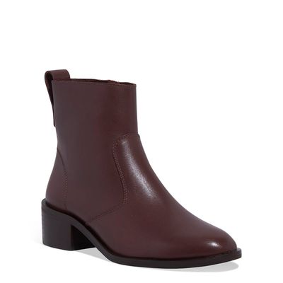 Bota Couro Confort Salto Grosso Marrom Cocoa