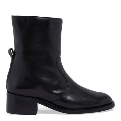 Bota Couro Cano Médio Preto Salto Grosso