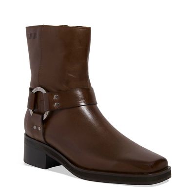 Bota Couro Marrom Cocoa Cano Médio Metal