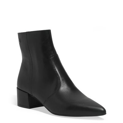 Bota Cano Médio Couro Salto Baixo Preto