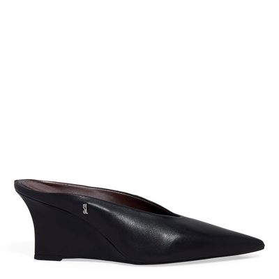 Scarpin Mule Couro Pelica Anabela Preto