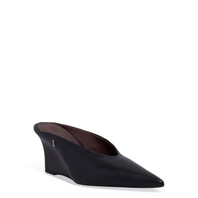Scarpin Mule Couro Pelica Anabela Preto