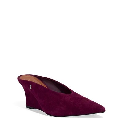 Scarpin Mule Couro Camurça Anabela Roxo