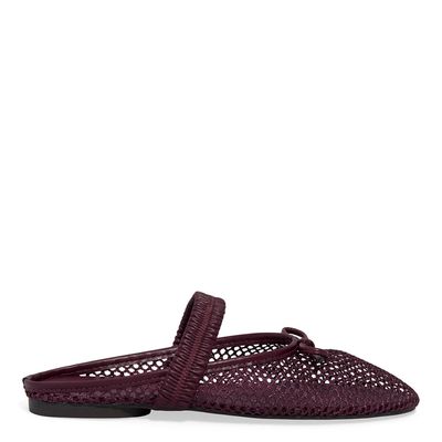 Mule Tela Bico Redondo Roxo Laço