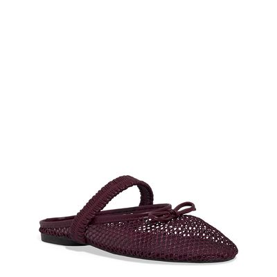 Mule Tela Bico Redondo Roxo Laço