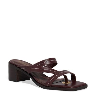 Mule Couro Marrom Dark Salto Bloco Fachete