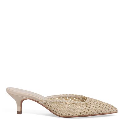 Mule Palha Bico Fino Recorte Off White