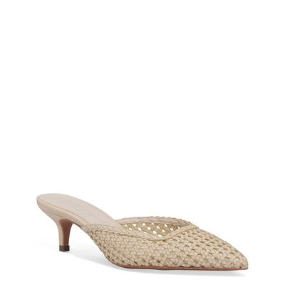 Mule Palha Bico Fino Recorte Off White