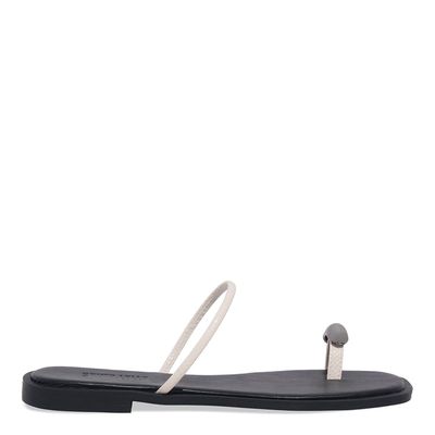 Rasteira Off White Tira De Dedo Metal Bold