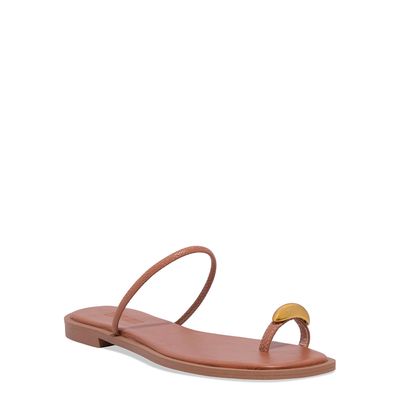 Rasteira Bege Tira De Dedo Metal Bold