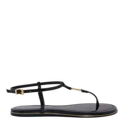 Rasteira Salomé Verniz Preta Bico Redondo