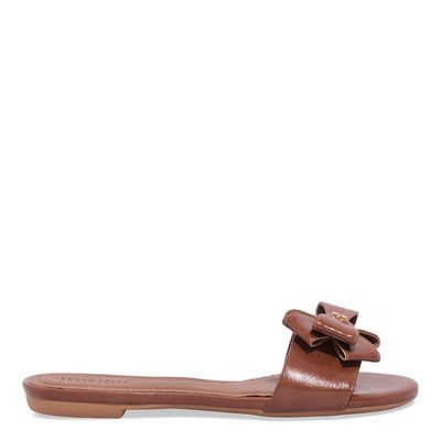 Rasteira Flat Napa Laço Marrom