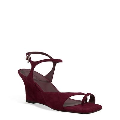 Sandália Couro Camurça Anabela Toe Ring Roxo