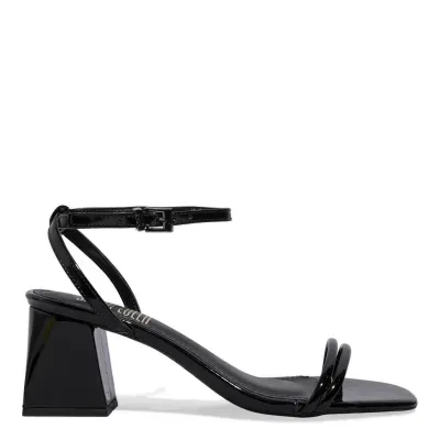 Sandália Verniz Preto Bico Quadrado