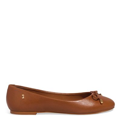 Sapatilha Couro Confort Marrom Laço