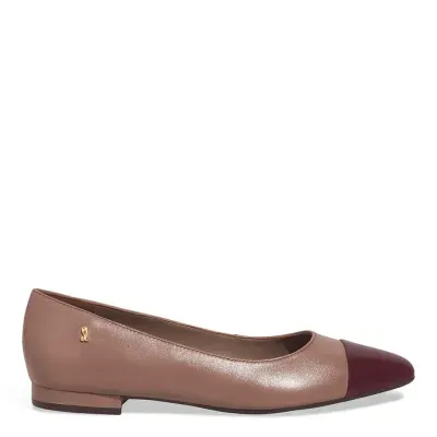 Sapatilha Couro Nobre Bege Bico Fino