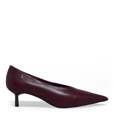 Scarpin Couro Pelica Salto Baixo Roxo Berry