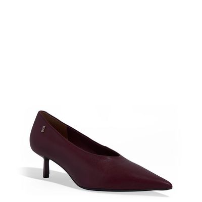 Scarpin Couro Pelica Salto Baixo Roxo Berry