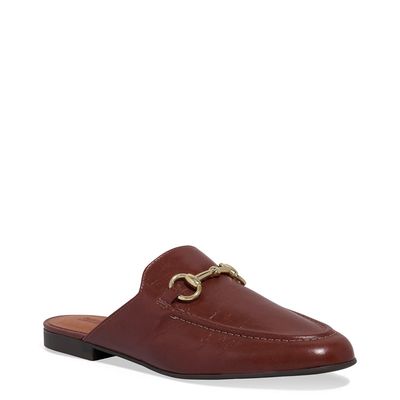 Mule Mocassim Couro Nobre Soft Bico Redondo Marrom Terracota