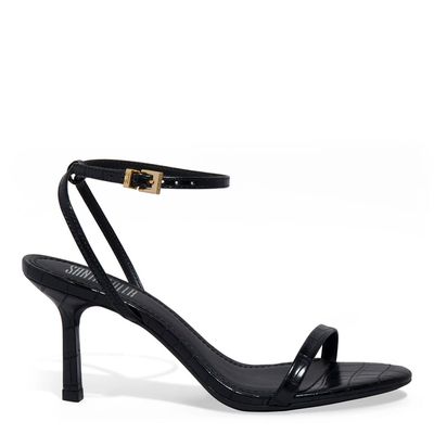 Sandália Croco Vivacius Salto Alto Fino Preta