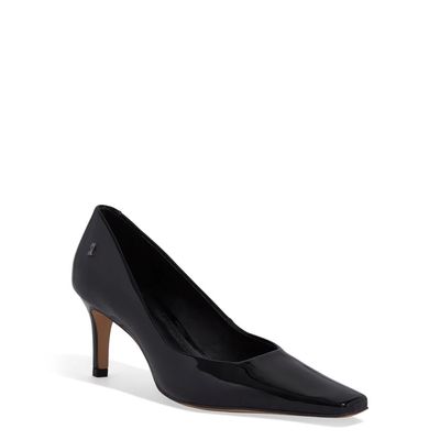 Scarpin Verniz Bico Quadrado Preto