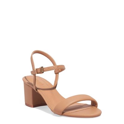 Sandália Napa Soft Salto Grosso Bege