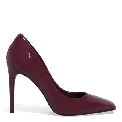 Scarpin Verniz Marsala Salto Alto Fino