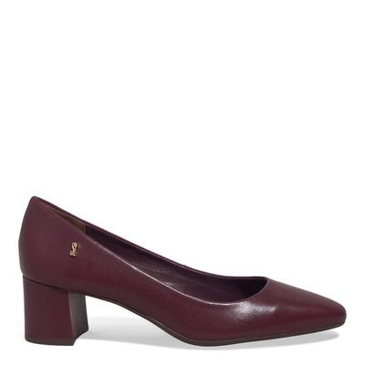 Scarpin Boneca Couro Roxo Salto Bloco