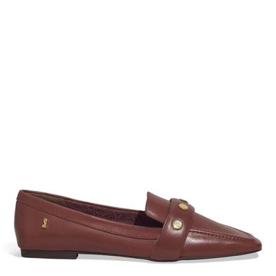 Mocassim Couro Soft Bico Quadrado Marrom Terracota