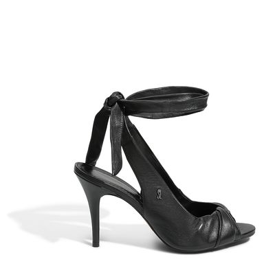 Peep Toe Couro Pelica Soft Preto