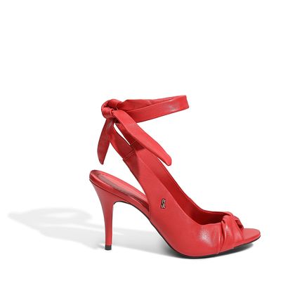 Peep Toe Couro Pelica Soft Vermelho Chilli