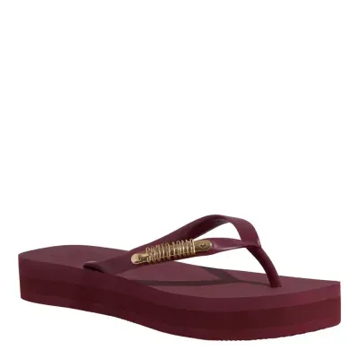 Chinelo Flatform Borracha Bico Quadrado Roxo Wine