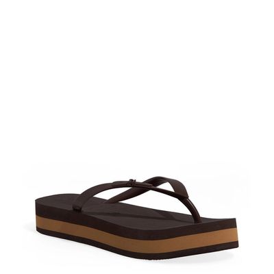 Chinelo Flatform Borracha Bico Quadrado Marrom Cocoa