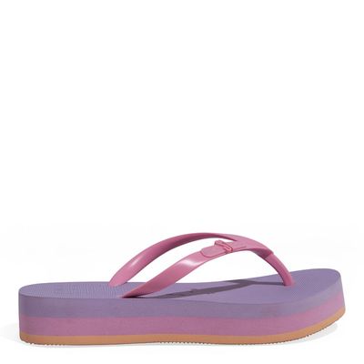 Chinelo Flatform Borracha Bico Quadrado Rosa