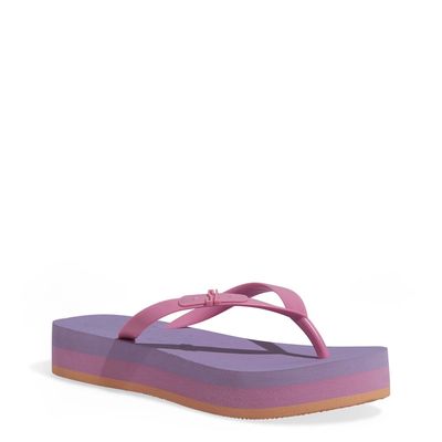 Chinelo Flatform Borracha Bico Quadrado Rosa