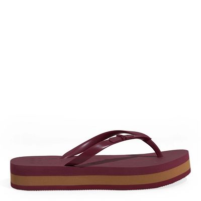Chinelo Flatform Borracha Bico Quadrado Bordô