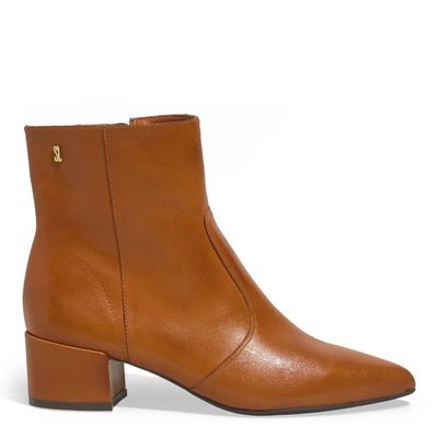 Bota Cano Médio Couro Salto Baixo Marrom Terracota
