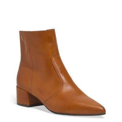 Bota Cano Médio Couro Salto Baixo Marrom Terracota