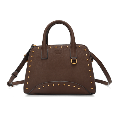 Bolsa Média Material Nobuck Marrom Dark Alça Dupla