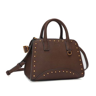 Bolsa Média Material Nobuck Marrom Dark Alça Dupla