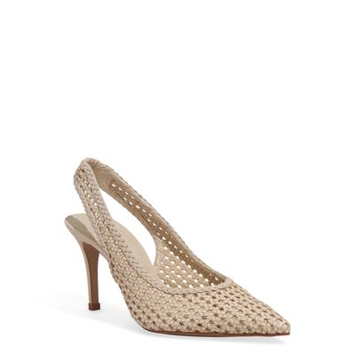 Scarpin Slingback Palha Off White Vazado