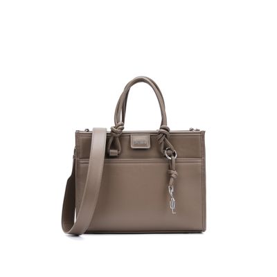 Bolsa Tote Grande Soft Cinza Fog Alça Dupla