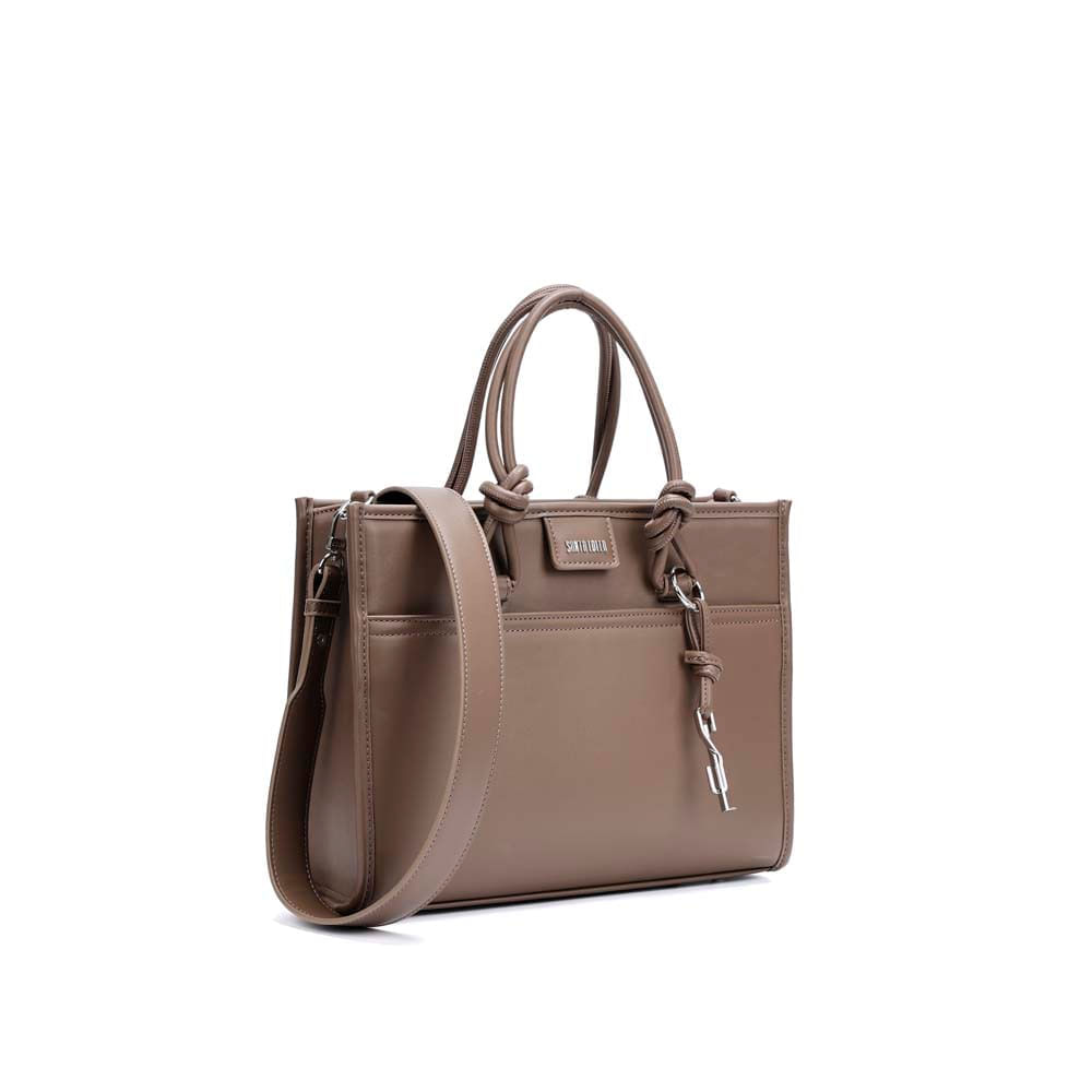 Bolsa Tote Grande Soft Cinza Fog Alça Dupla - Santa Lolla