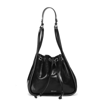 Bolsa Bucket Grande Rustico Preta Alça De Ombro