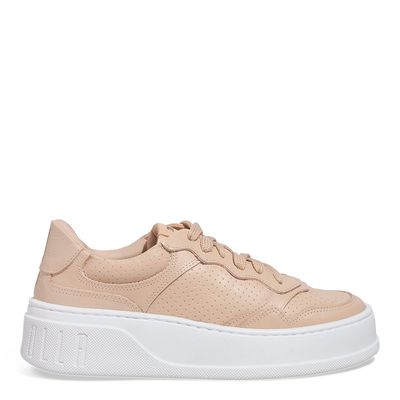 Tênis Couro Confort Plataforma Bege Sand