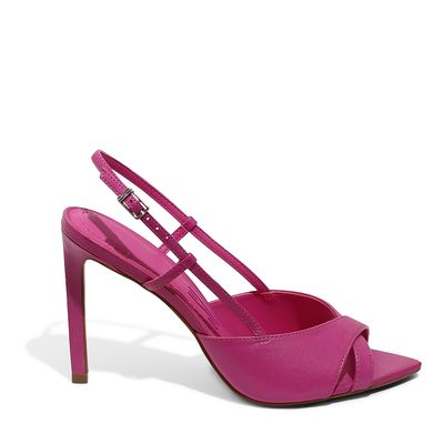 Peep Toe Couro Pelica Premium Magenta
