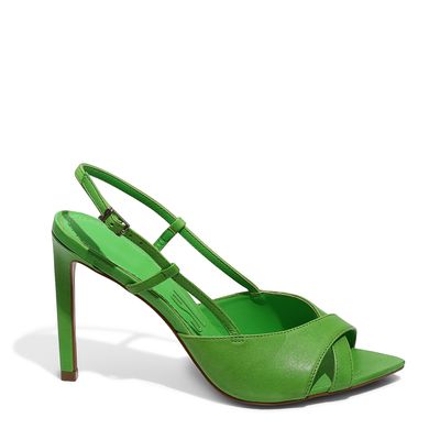 Peep Toe Couro Pelica Premium Verde Poison