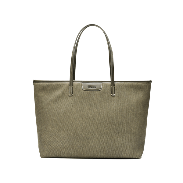 Bolsa Shopper Canvas Verde Army Alça De Ombro