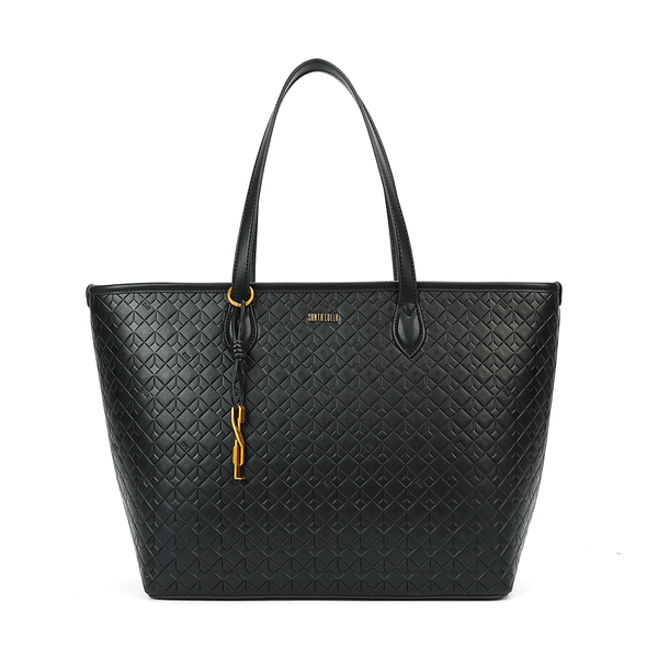 Bolsa Shopper Soft Cubos Preta Alça De Ombro